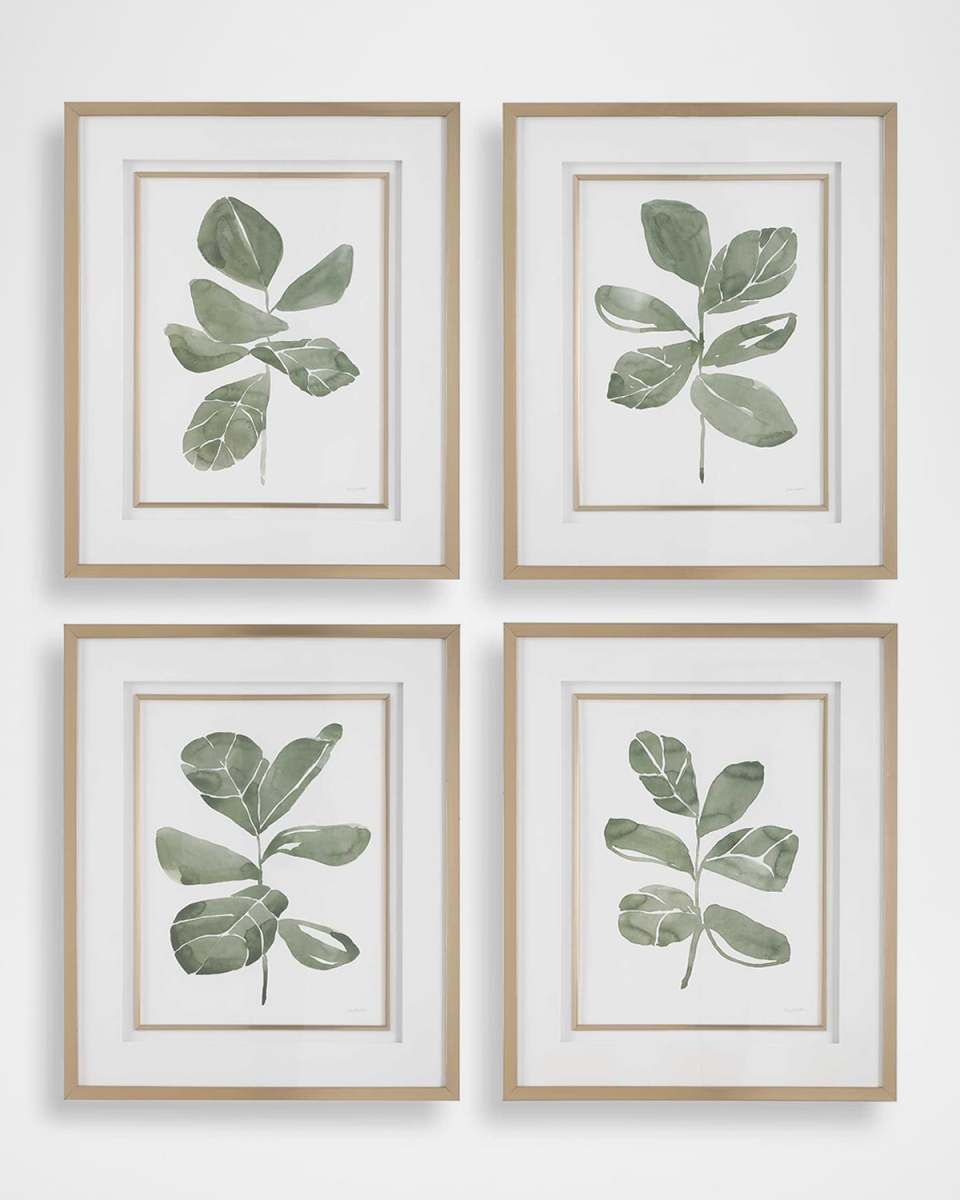 "Fiddle Head Leaf" Framed Botanical Prints by Haley Knighten, Set of 4